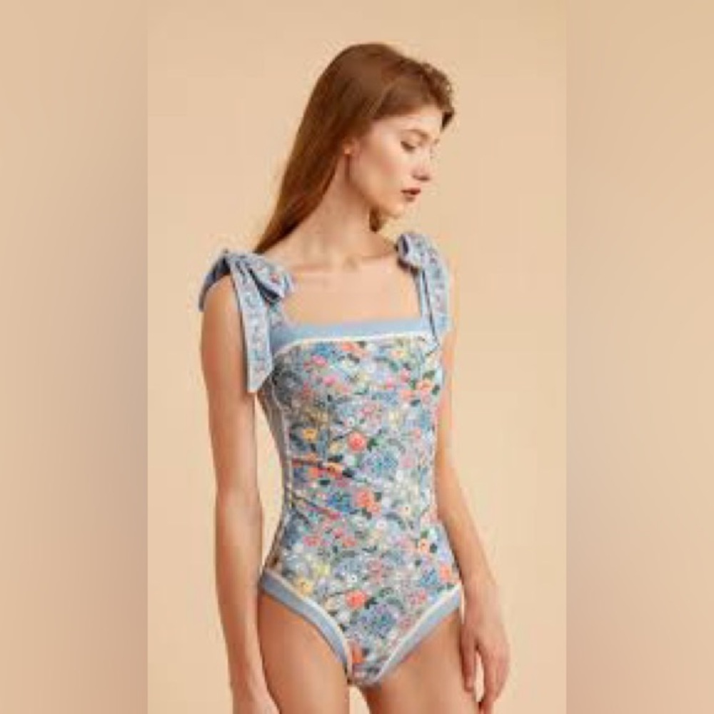 Asher One Piece Reversible tummy control Bustier Floral Print Monokini swim suit